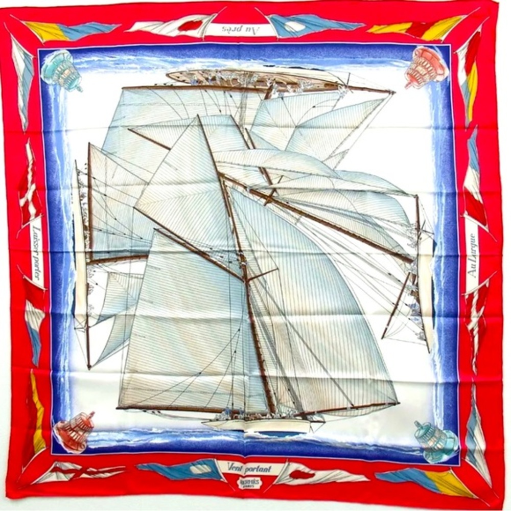 Hermes Porte Vente Silk Scarf Chic Fadhion Handmade in mint condition